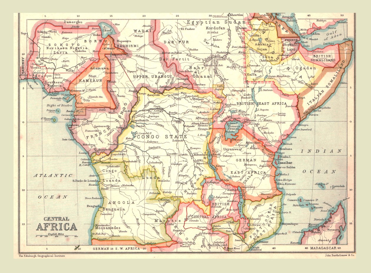 Mapa da África Central, 1902. de Unbekannt