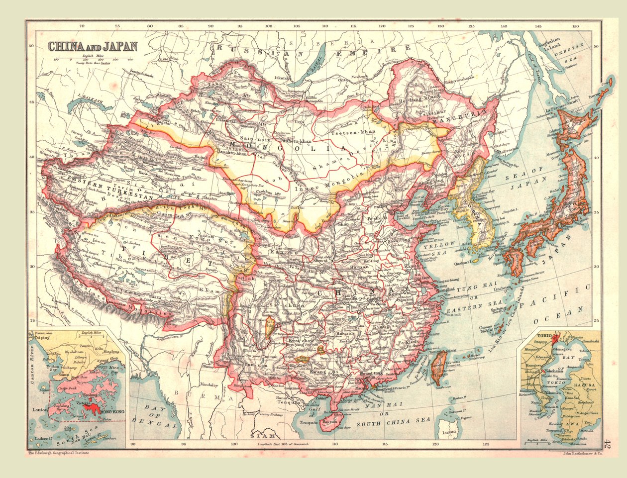 Mapa da China e do Japão, 1902. de Unbekannt