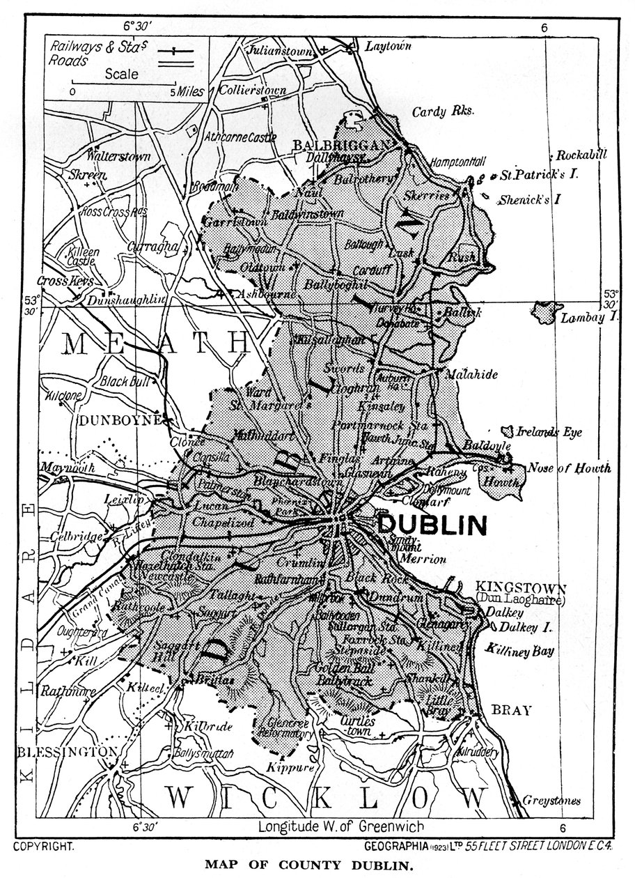 Mapa do Condado de Dublin, Irlanda, 1924-1926 de Unbekannt