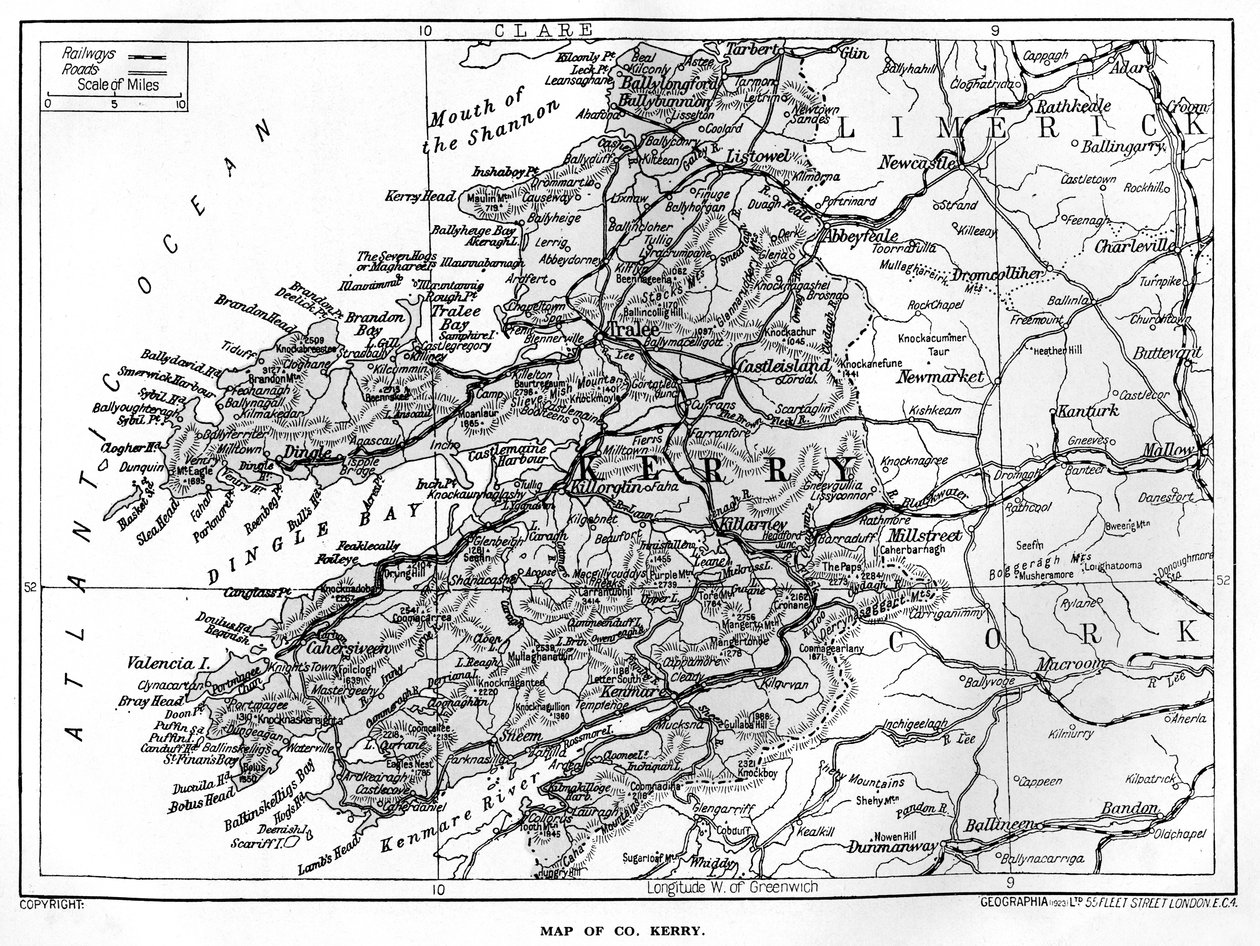 Mapa do Condado de Kerry, Irlanda, 1924-1926 de Unbekannt