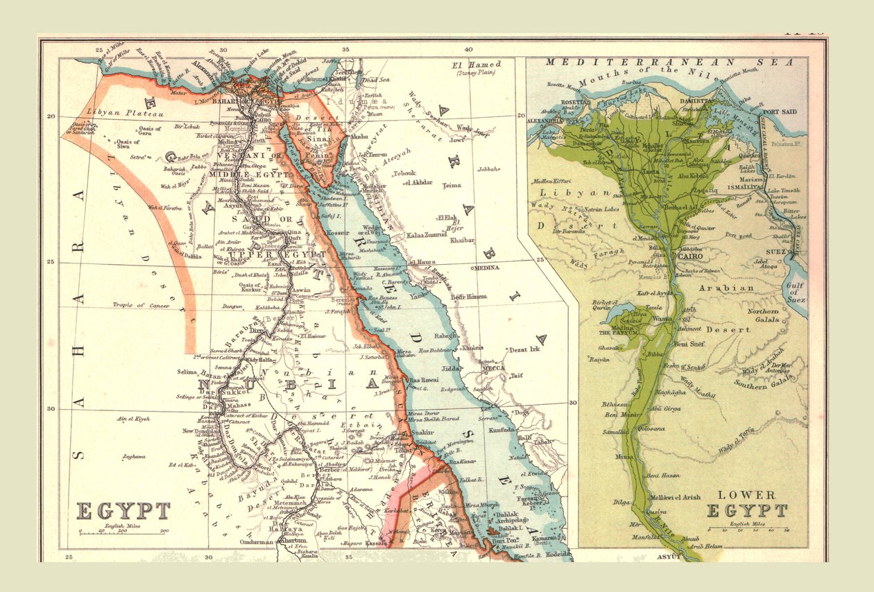 Mapa do Egito, 1902. de Unbekannt