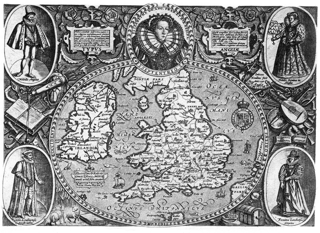 Mapa da Inglaterra, século XVI, 1896 de Unbekannt