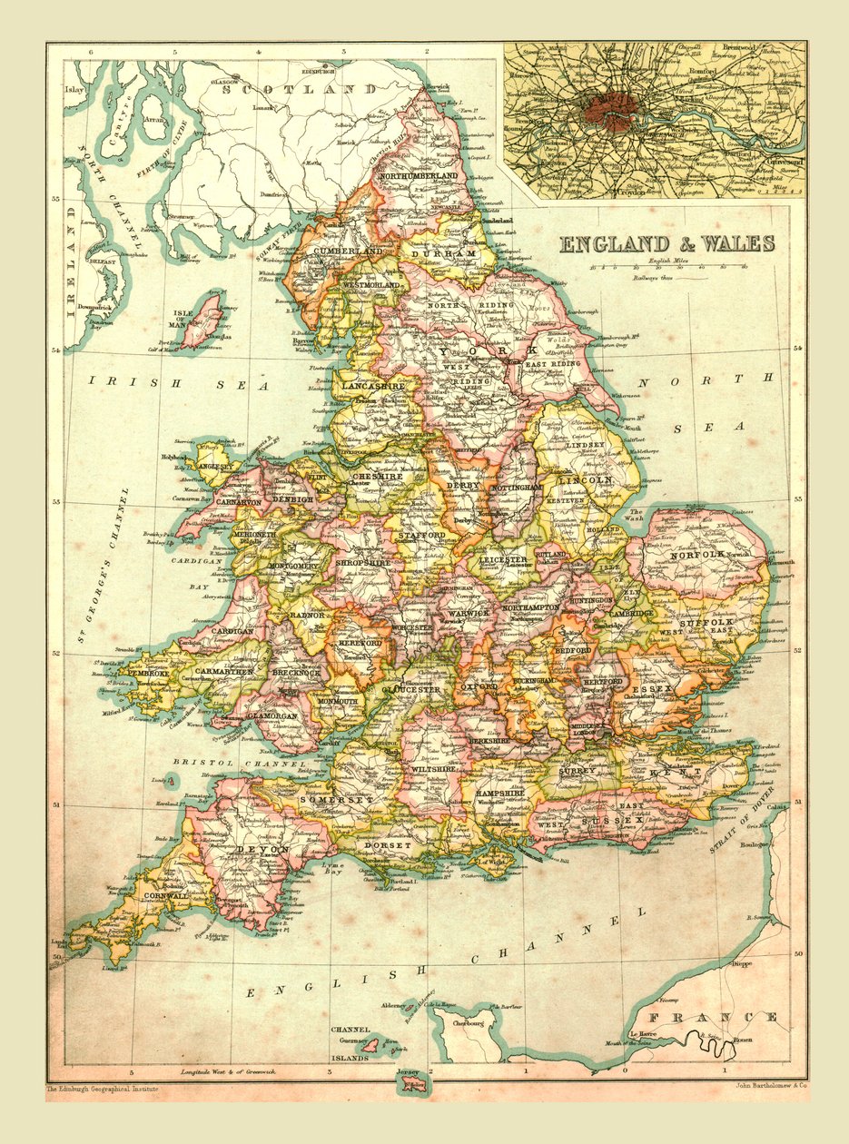 Mapa da Inglaterra e País de Gales, 1902. de Unbekannt