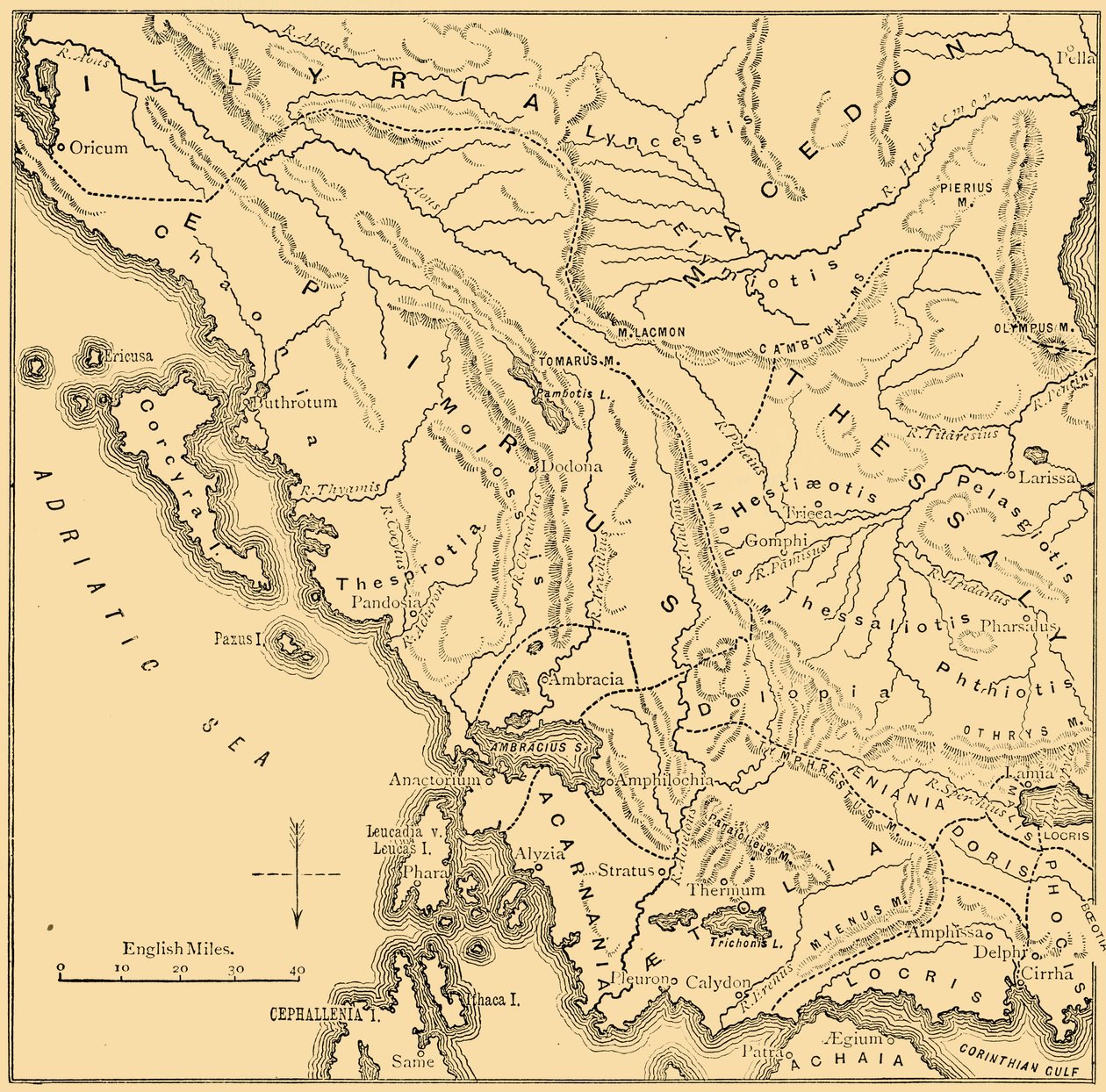 Mapa de Epiro e Grécia Ocidental, 1890. de Unbekannt
