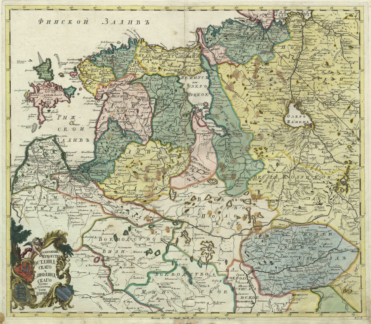 Mapa da Estônia e Livônia, 1745 de Unbekannt