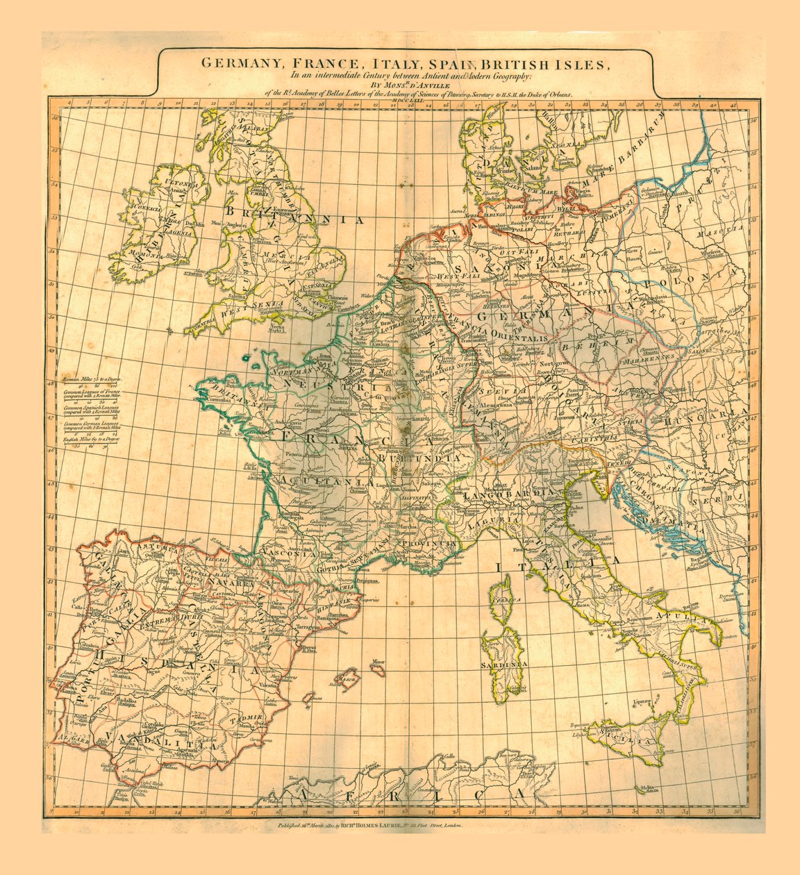 Mapa da Europa, 1821. de Unbekannt