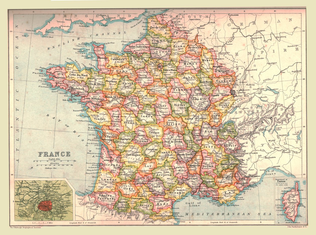 Mapa da França, 1902. de Unbekannt