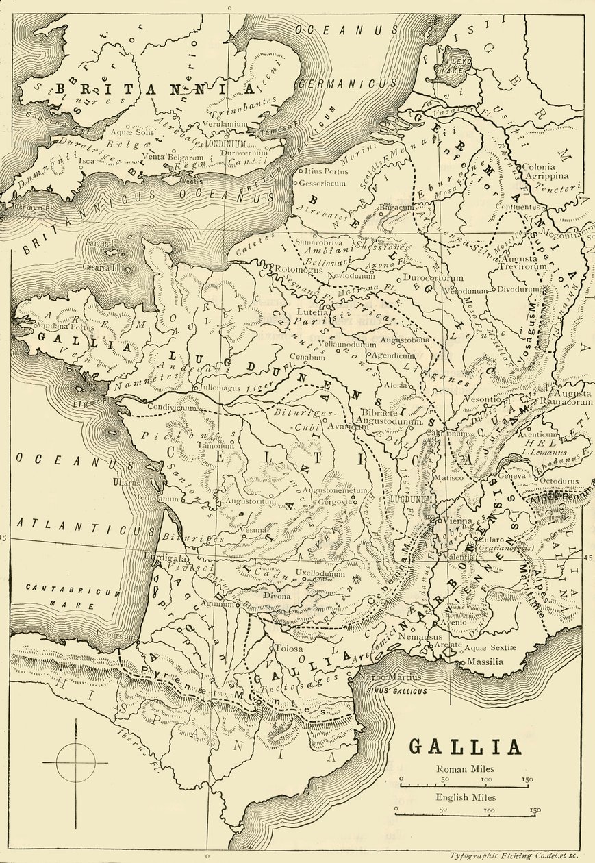 Mapa da Gália e parte da Grã-Bretanha, 1890. de Unbekannt