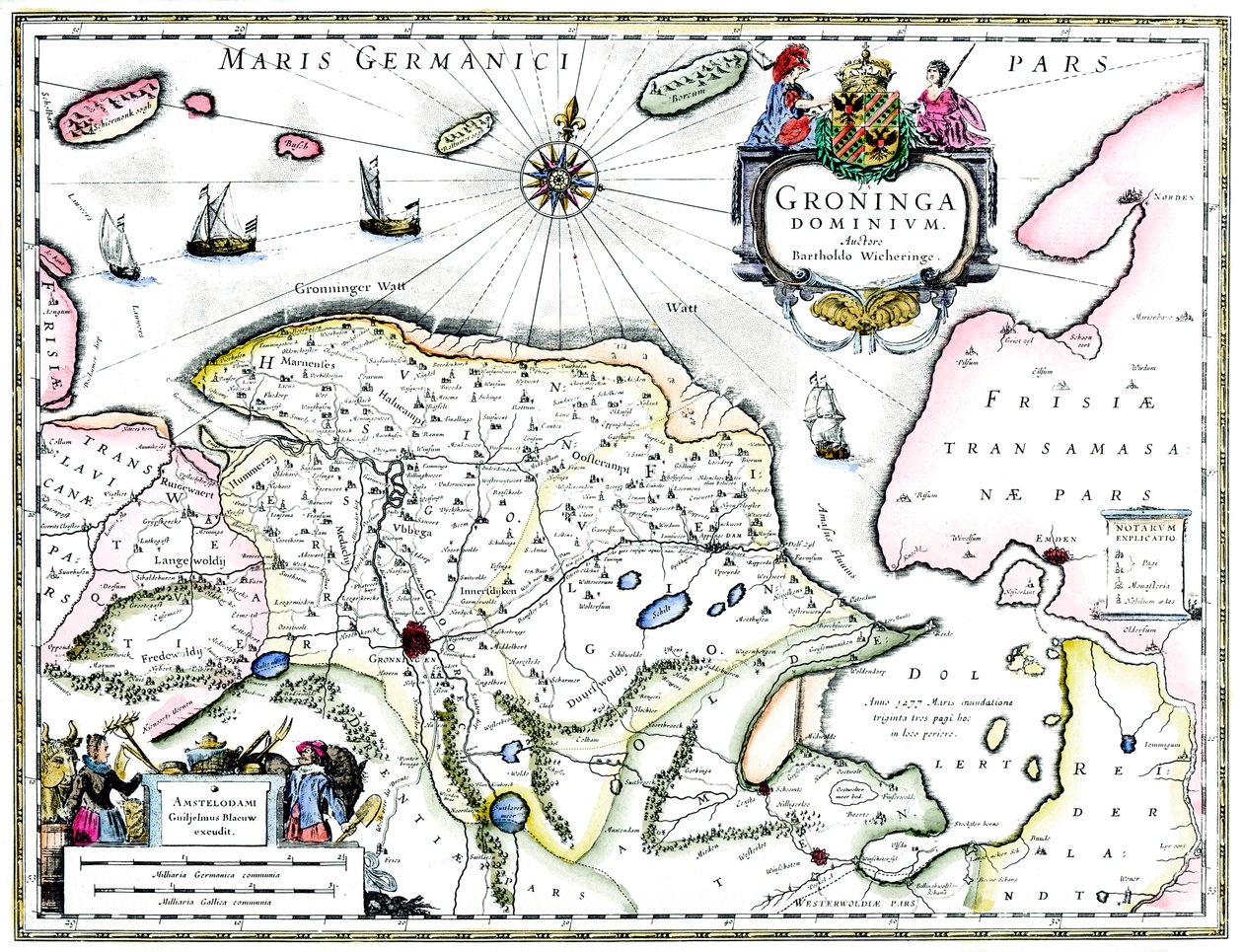 Mapa de Groningen, Holanda, século XVII de Unbekannt