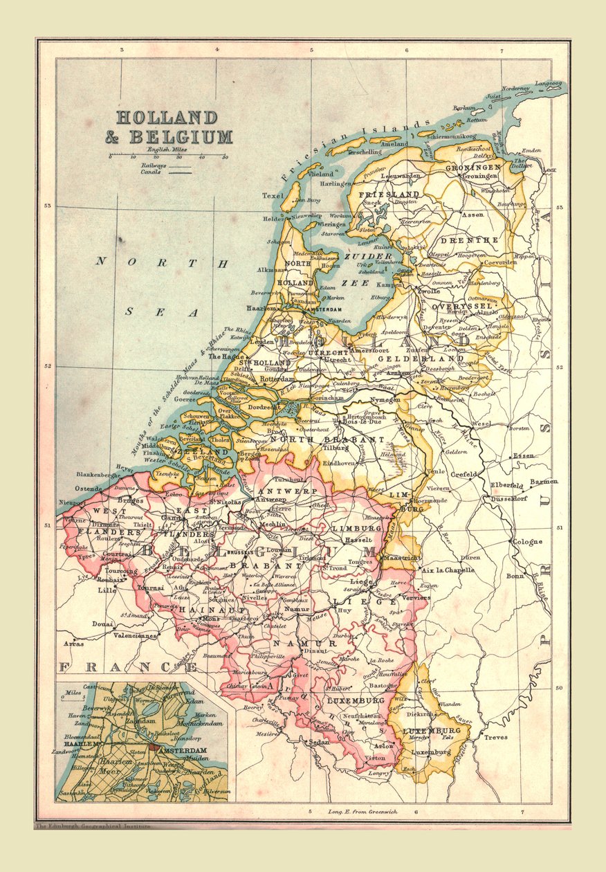 Mapa da Holanda e da Bélgica, 1902. de Unbekannt