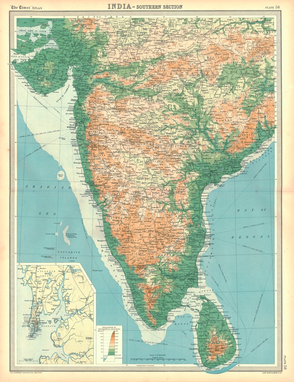 Mapa da Índia - Seção Sul de Unbekannt