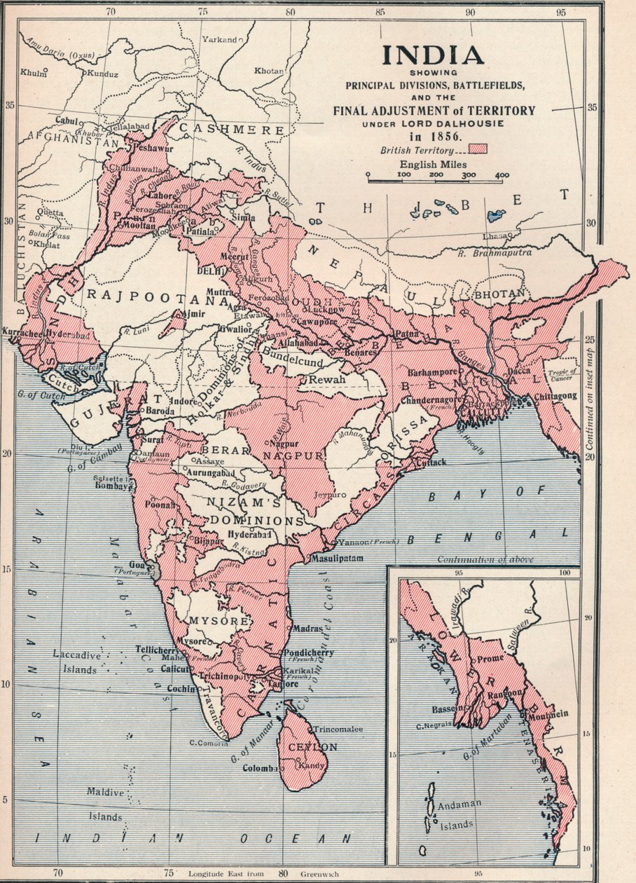 Mapa da Índia em 1856 1906. de Unbekannt