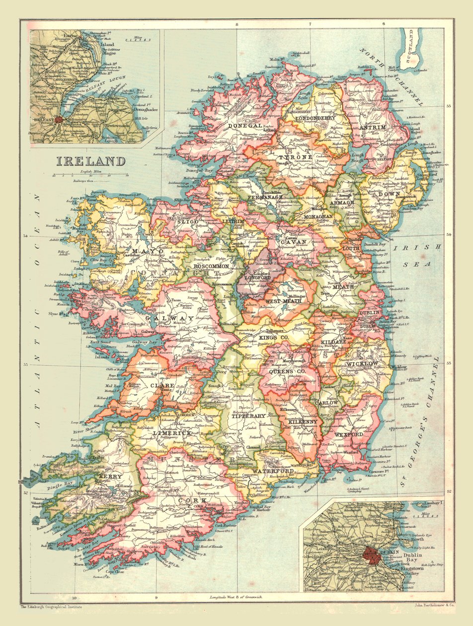 Mapa da Irlanda, 1902. de Unbekannt