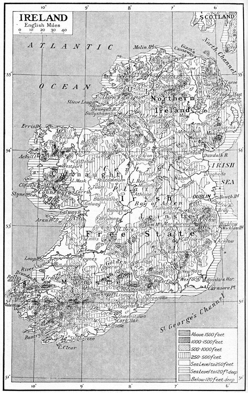 Mapa da Irlanda, c1930s de Unbekannt