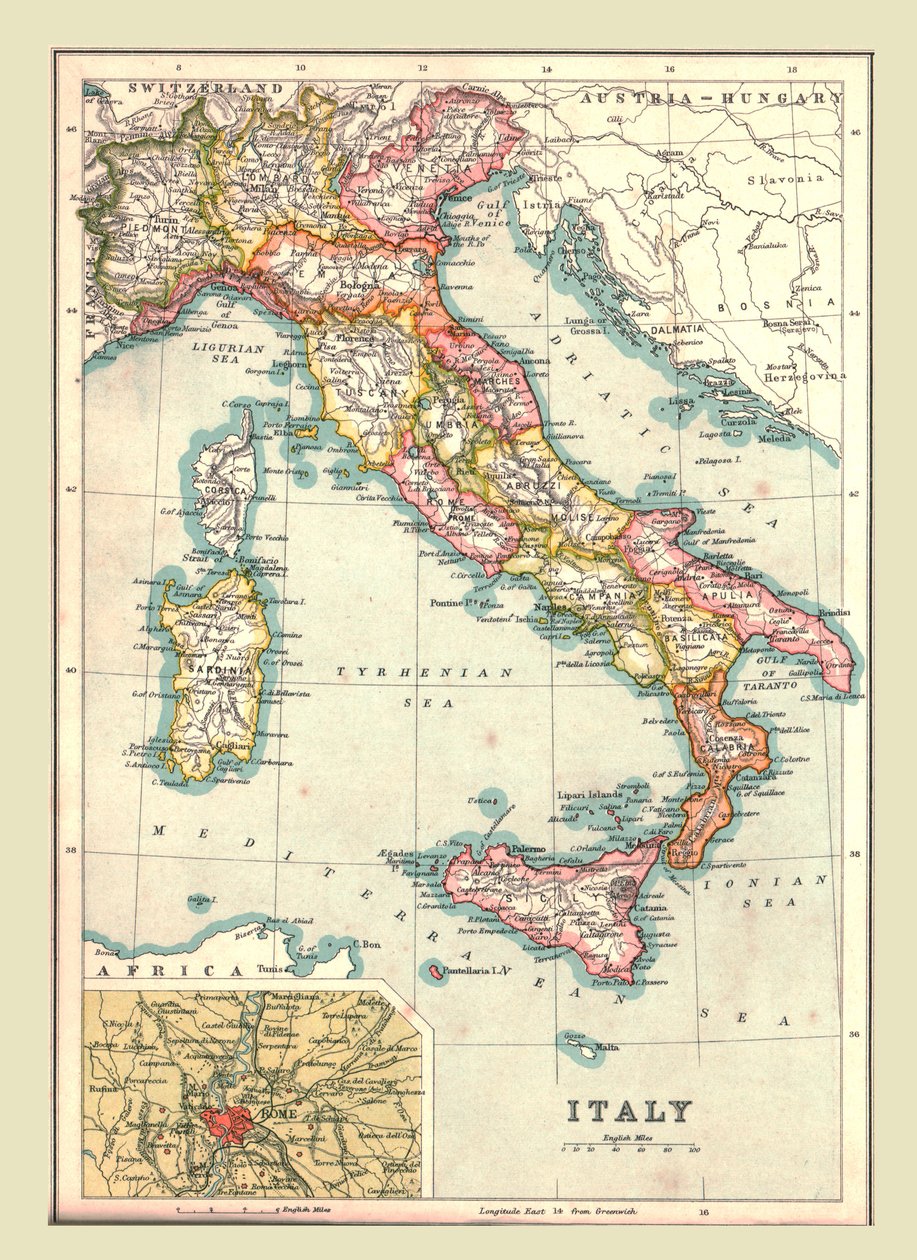 Mapa da Itália, 1902. de Unbekannt