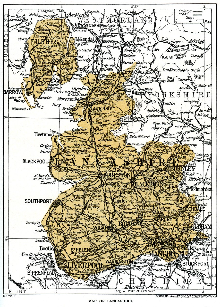 Mapa de Lancashire, 1924-1926 de Unbekannt