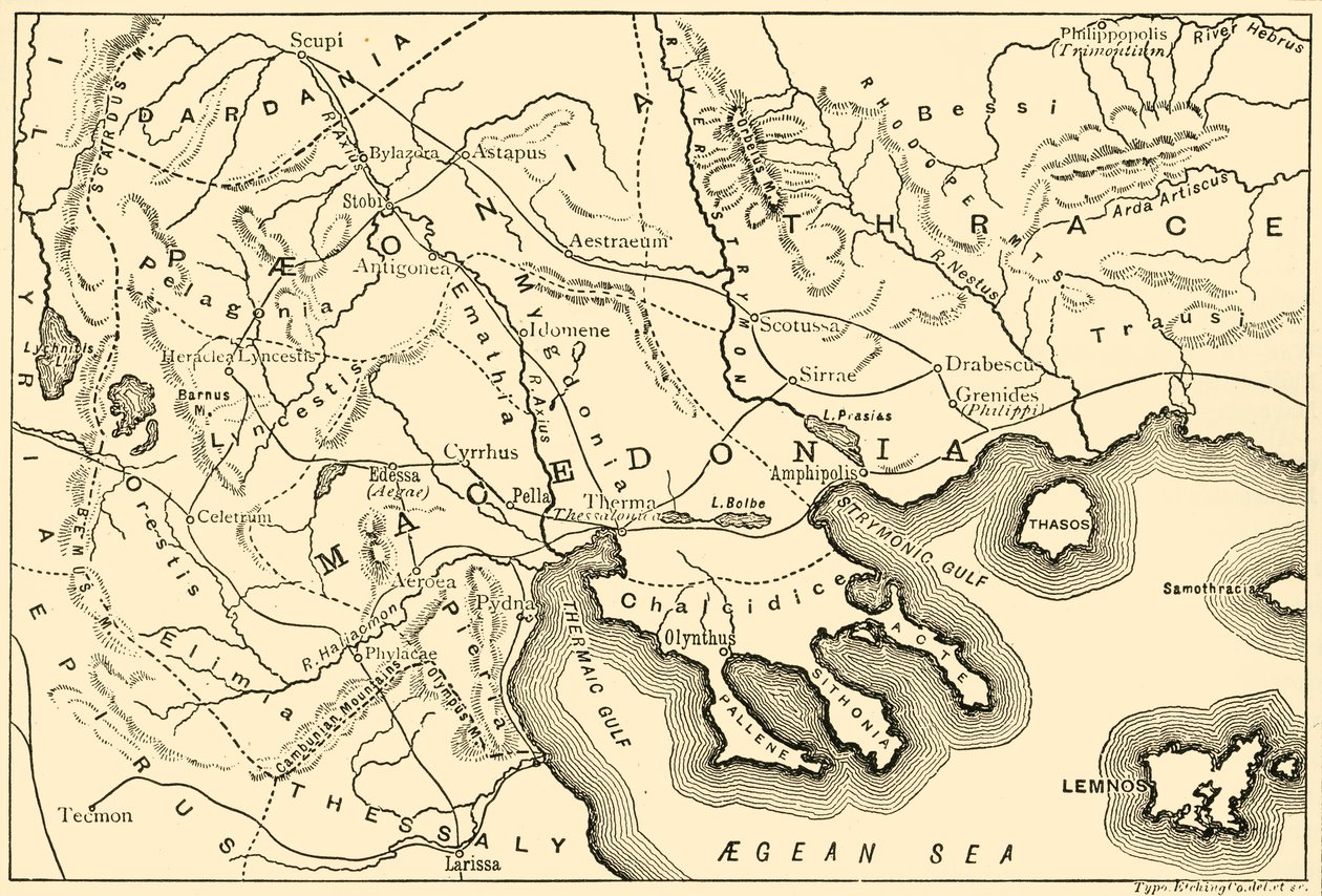 Mapa da Macedônia e dos distritos adjacentes, 1890. de Unbekannt