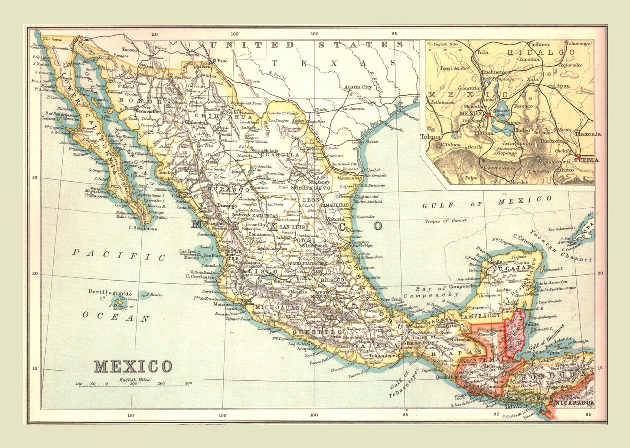 Mapa do México, 1902. de Unbekannt