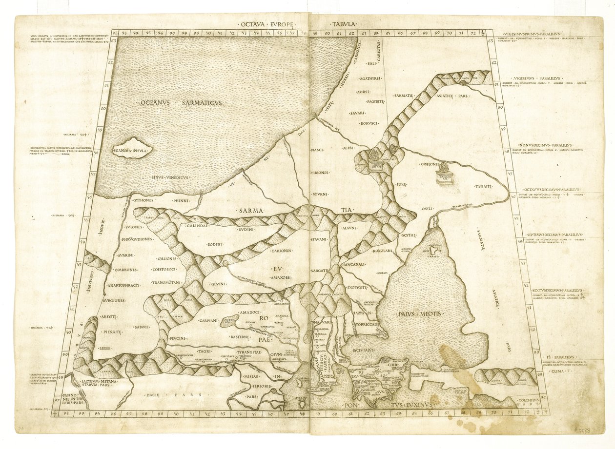 Mapa de Moscovo por Ptolemy Octava Europe Tabula de Unbekannt