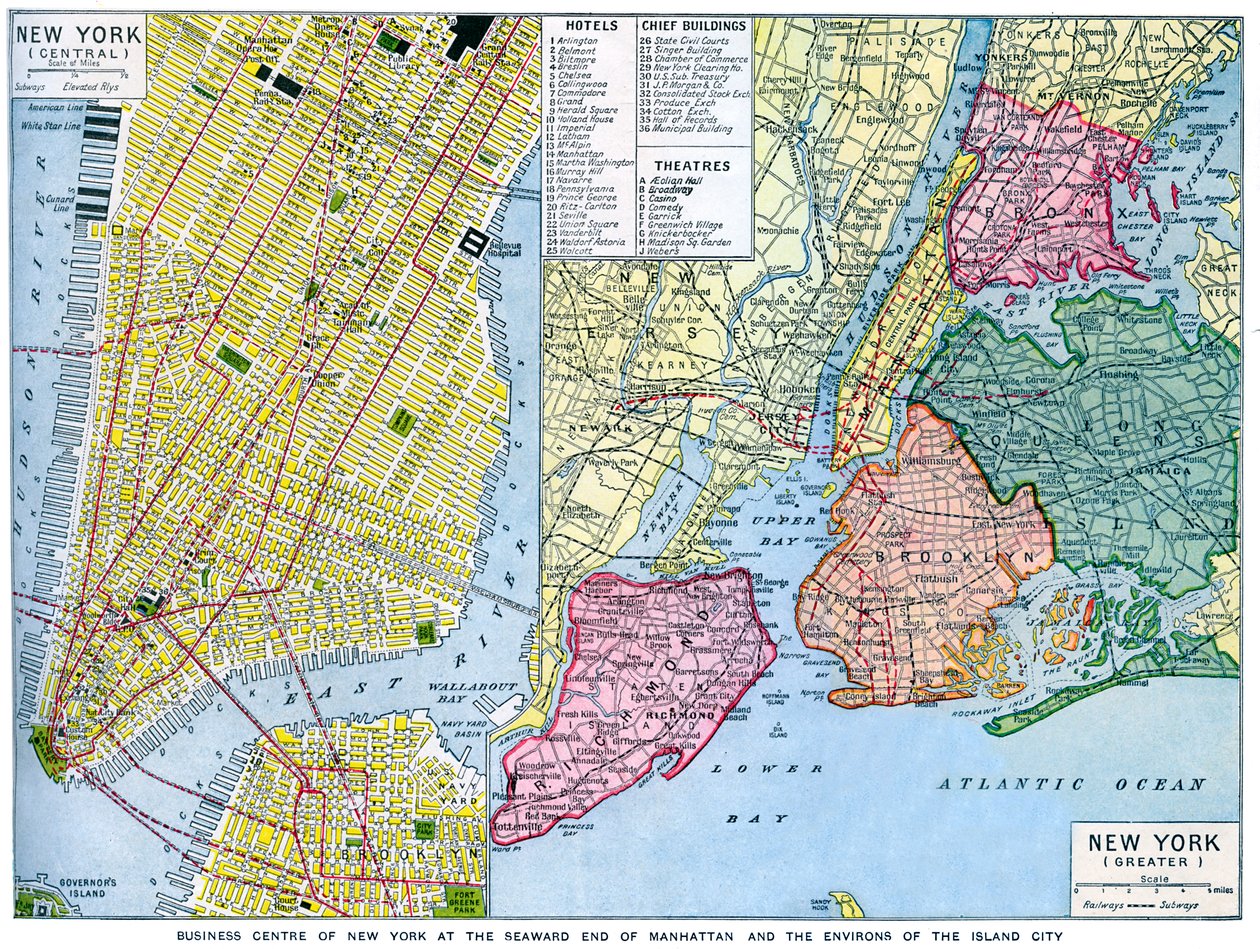 Mapa da cidade de Nova York, EUA, c1930s de Unbekannt