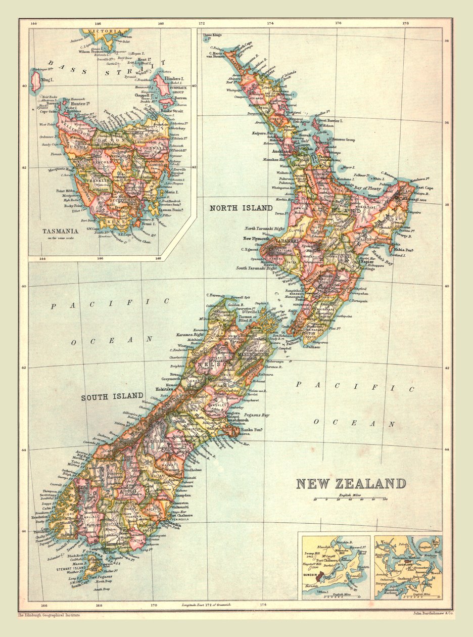 Mapa da Nova Zelândia, 1902. de Unbekannt