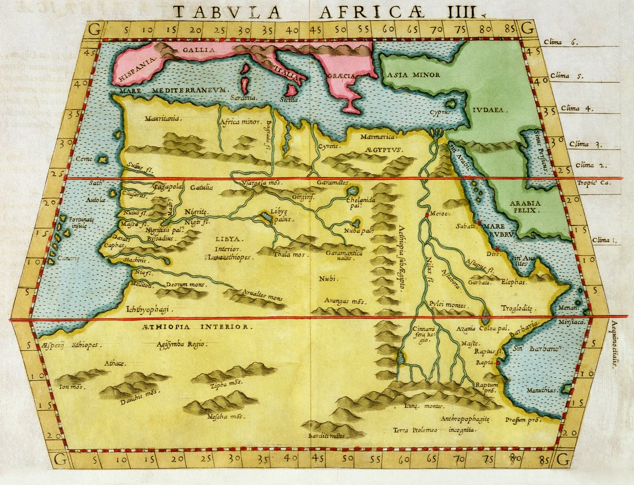 Mapa do Norte da África, década de 1580 de Unbekannt