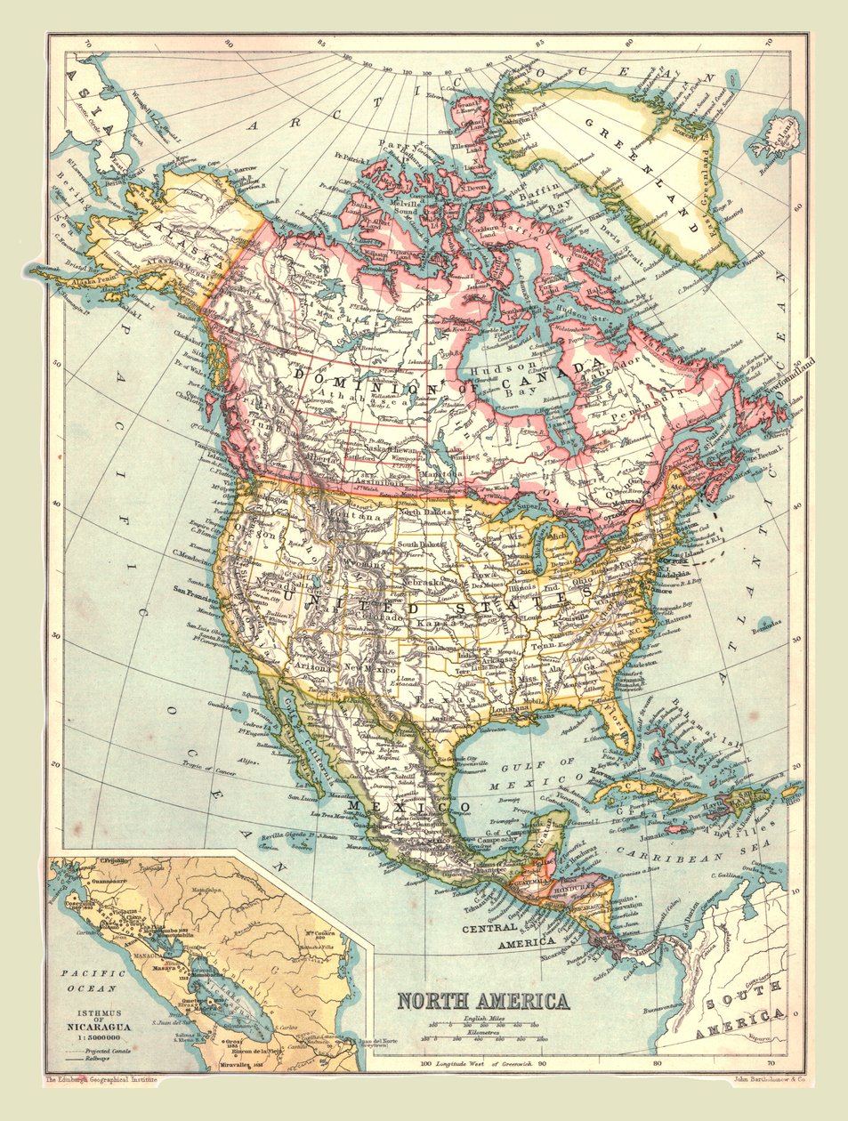 Mapa da América do Norte, 1902. de Unbekannt