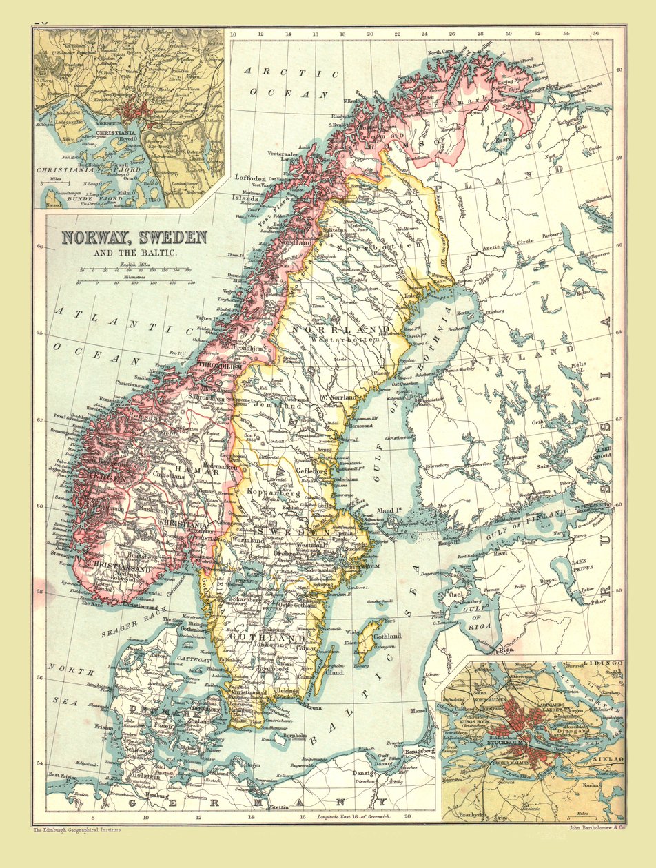 Mapa da Noruega e da Suécia, 1902. de Unbekannt