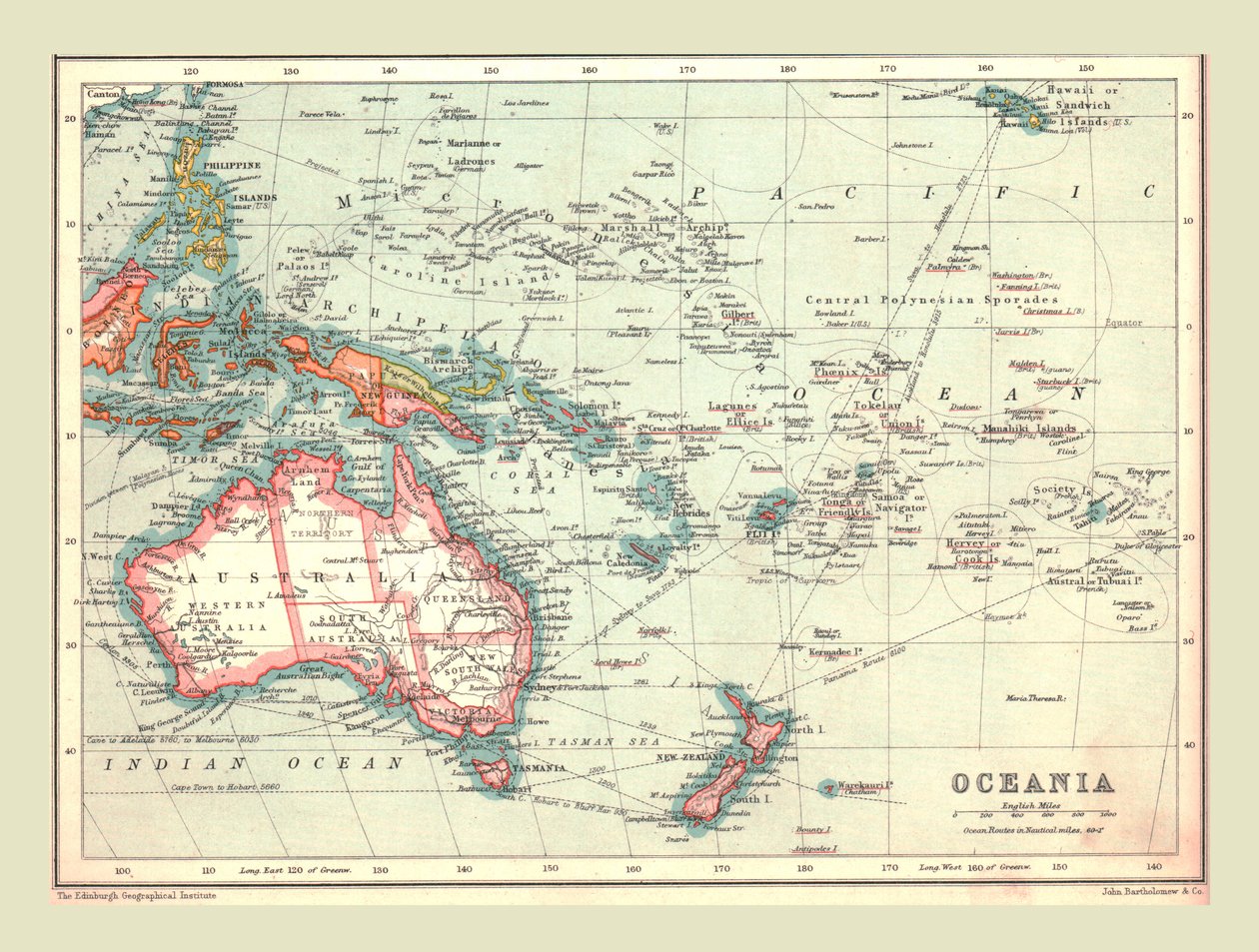 Mapa da Oceania, 1902. de Unbekannt