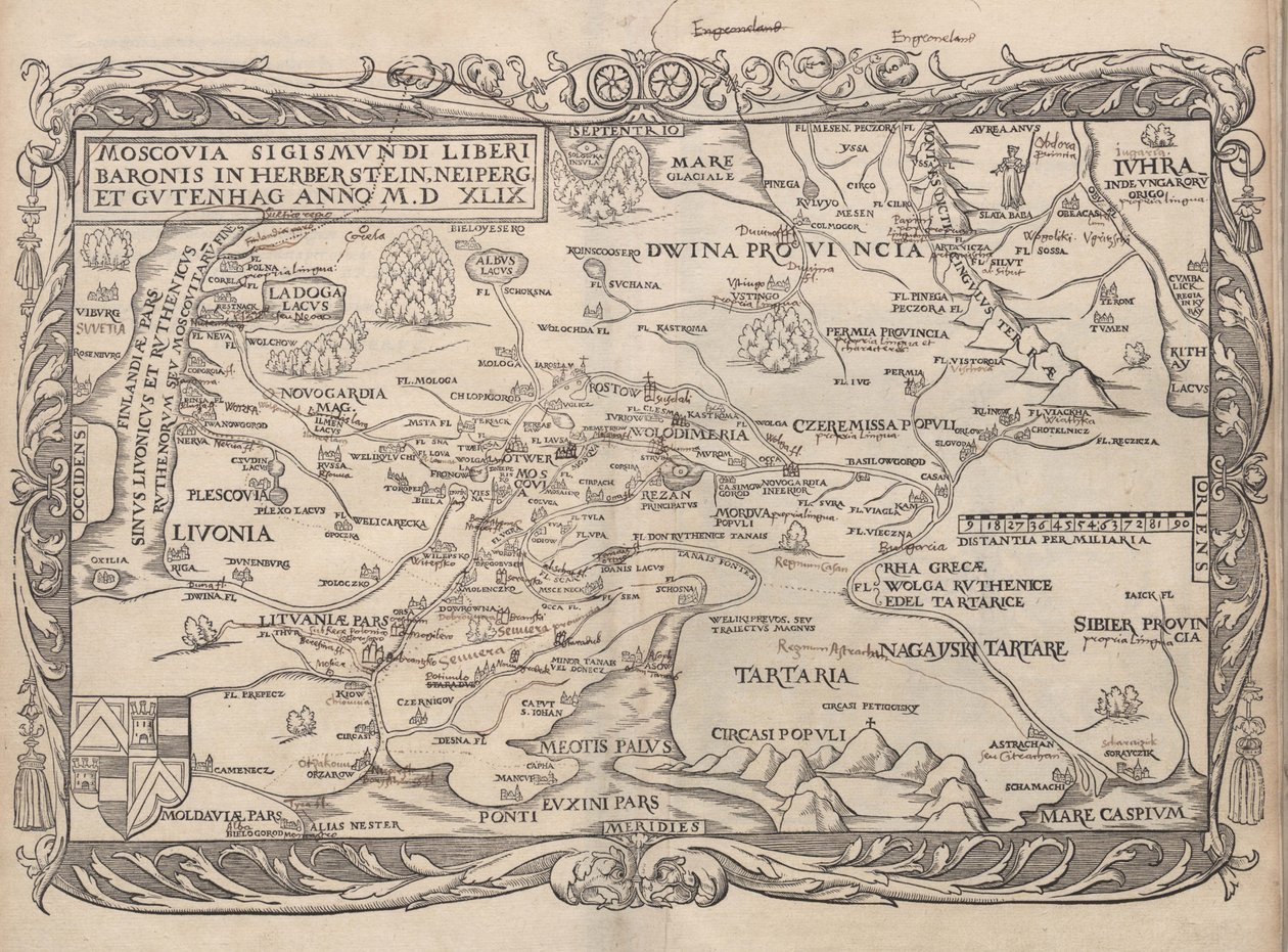 Mapa da Rússia a partir de: O comentário .. Moscoviticarum de 1556 de Unbekannt
