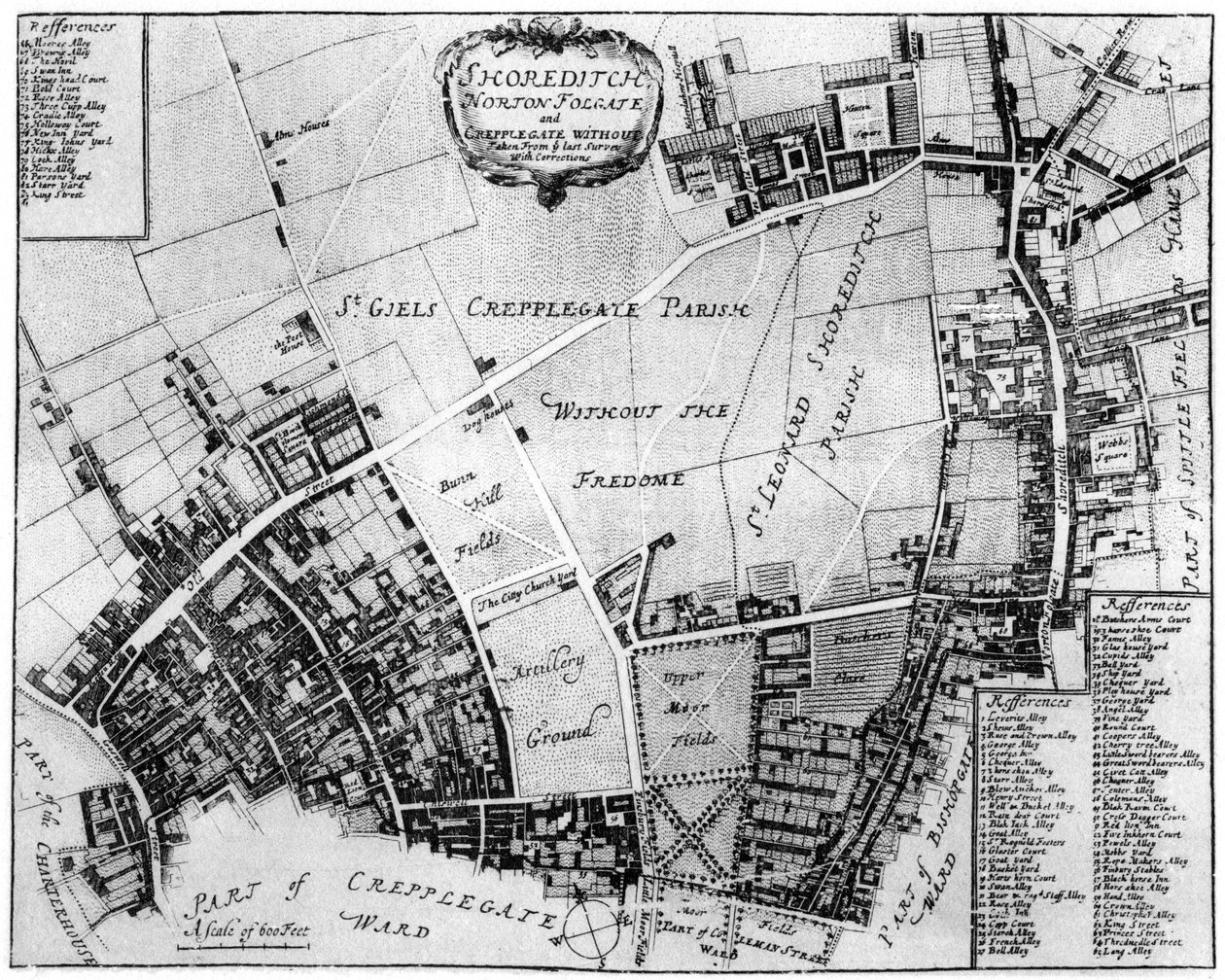 Mapa de Shoreditch, Norton Folgate e Cripplegate, 1907 de Unbekannt