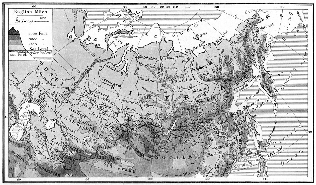 Mapa da Sibéria, c1923 de Unbekannt