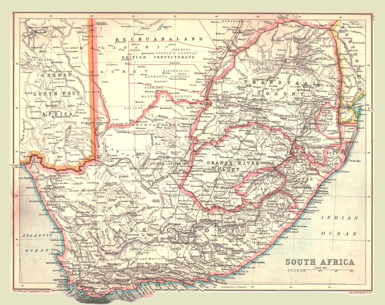 Mapa da África do Sul, 1902. de Unbekannt
