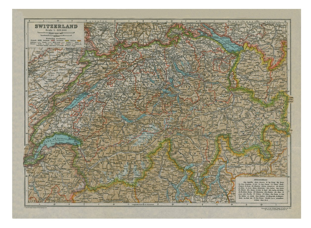 Mapa da Suíça de Unbekannt
