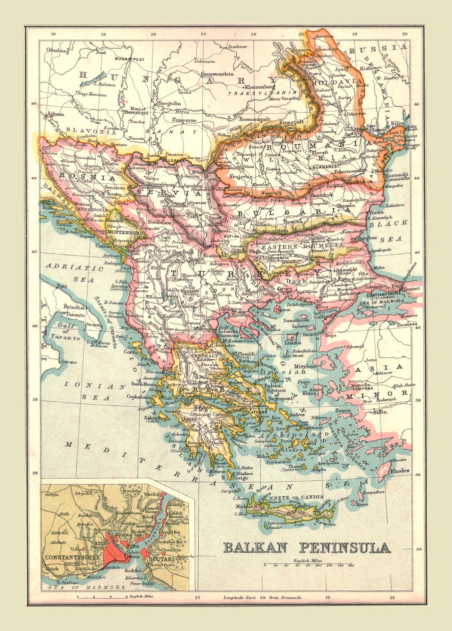Mapa da Península Balcânica, 1902. de Unbekannt