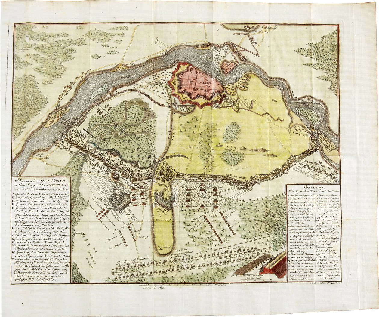 Mapa da batalha em Narva de Unbekannt