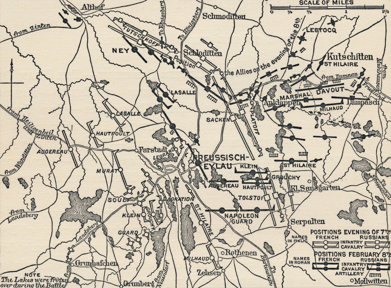 Mapa da Batalha de Eylau, 1807, 1896 de Unbekannt