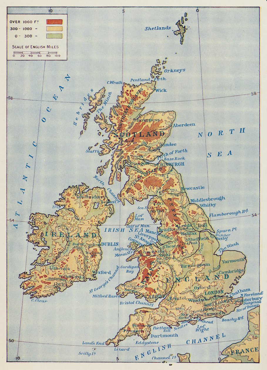Mapa das Ilhas Britânicas, 1910 de Unbekannt