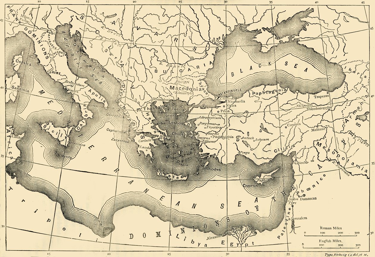 Mapa do Império Bizantino no século IX, 1890. de Unbekannt