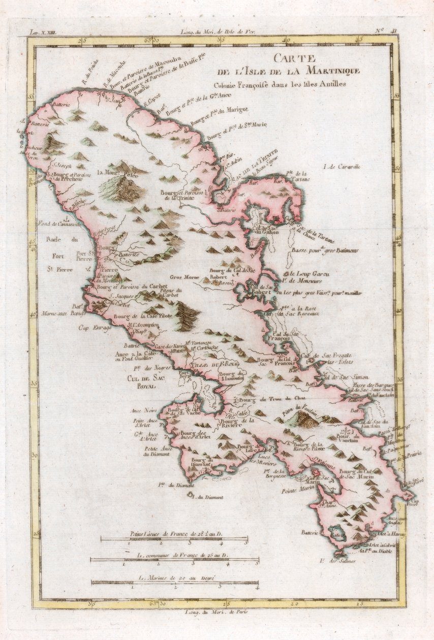 Mapa da ilha caribenha da Martinica, c1783 de Unbekannt