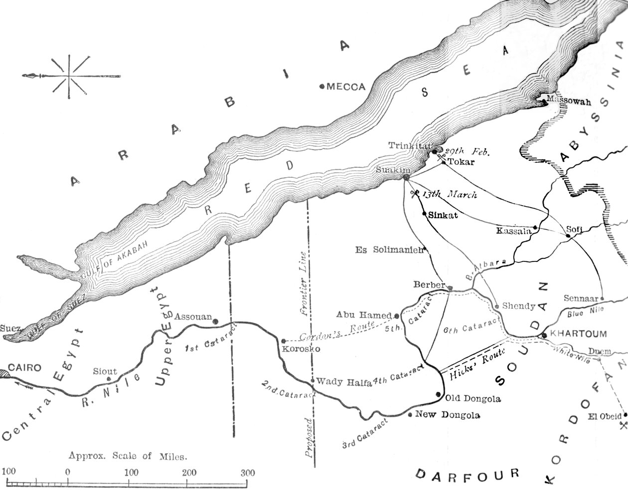 Mapa do país entre o Egito e o Soudan, c1881-85 de Unbekannt