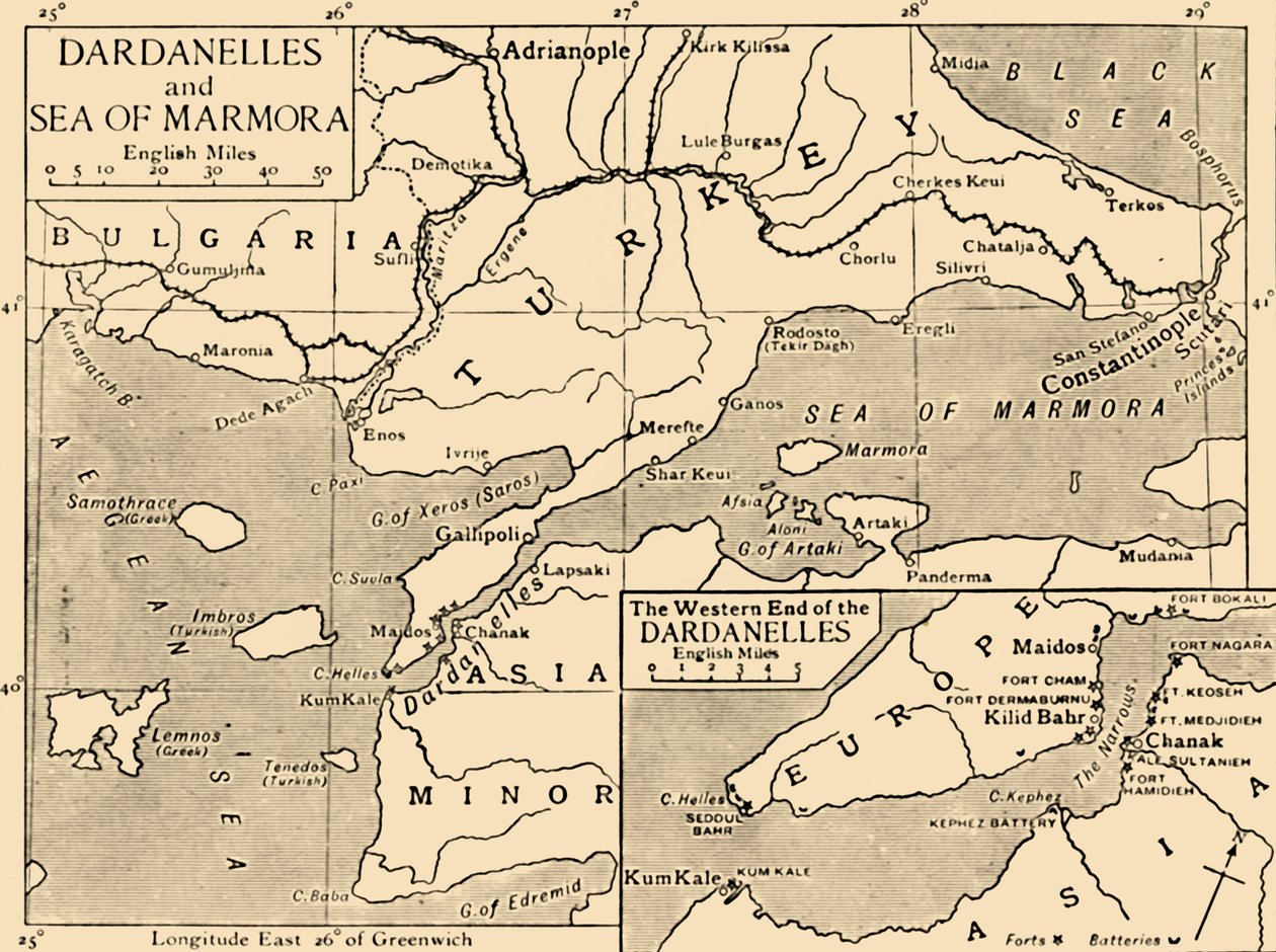 Mapa dos Dardanelos e Mar de Mármara, c1914, 1920. de Unbekannt