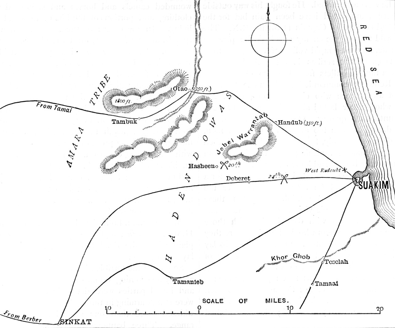 Mapa dos arredores de Suakim, c1885 de Unbekannt