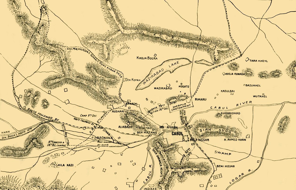 Mapa da luta no vale de Chardeh, 1901. de Unbekannt