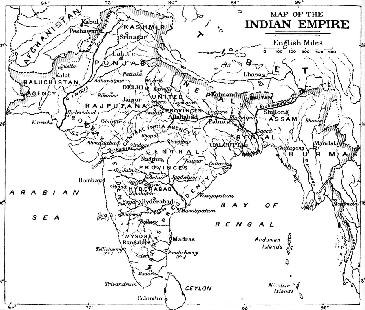 Mapa do Império Indiano, c1912 de Unbekannt