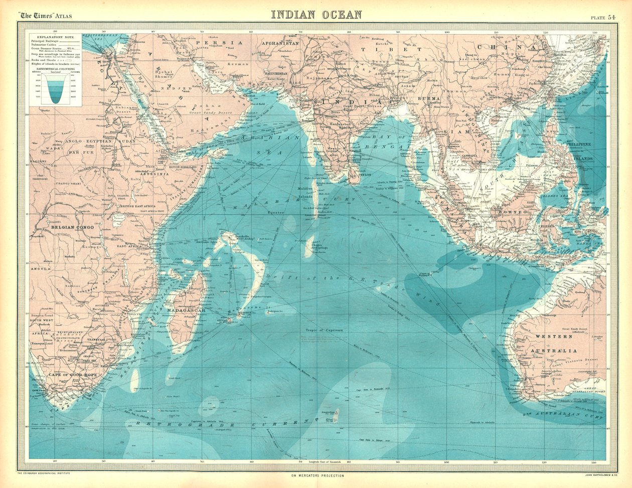 Mapa do Oceano Índico de Unbekannt