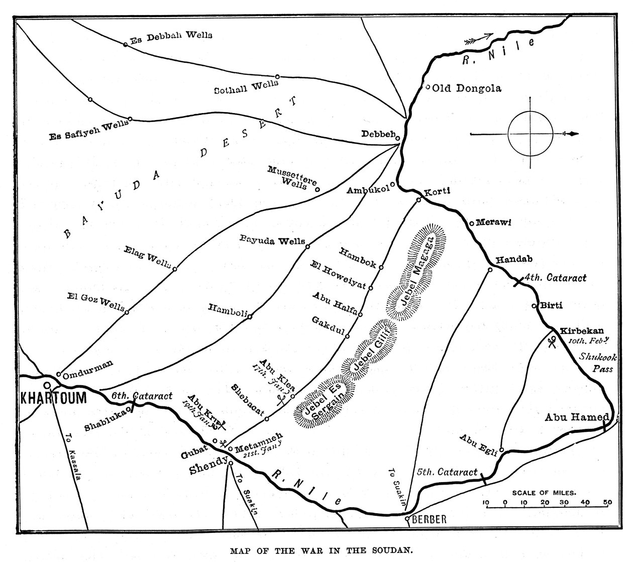Mapa da guerra no Soudan, final do século XIX, 1900 de Unbekannt