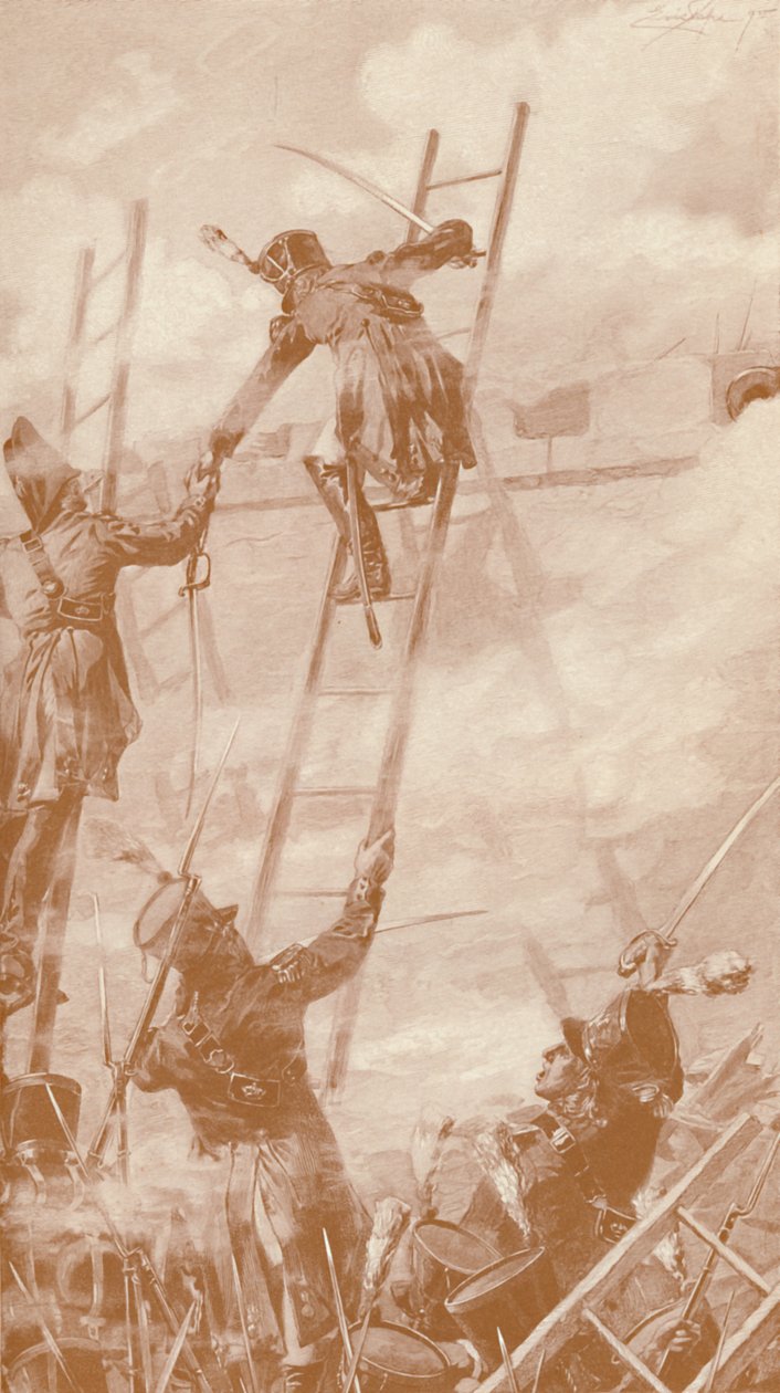 Marbot e Labédoyère Escalando o Muro em Ratisbon, 1809, 1896 de Unbekannt