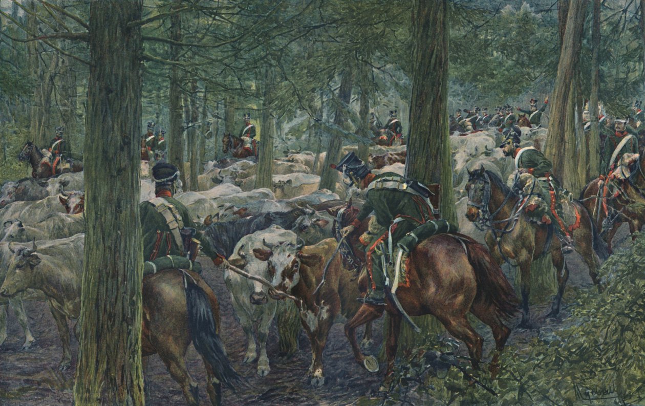 Soldados Marbots forrageando no retiro, 1896 de Unbekannt