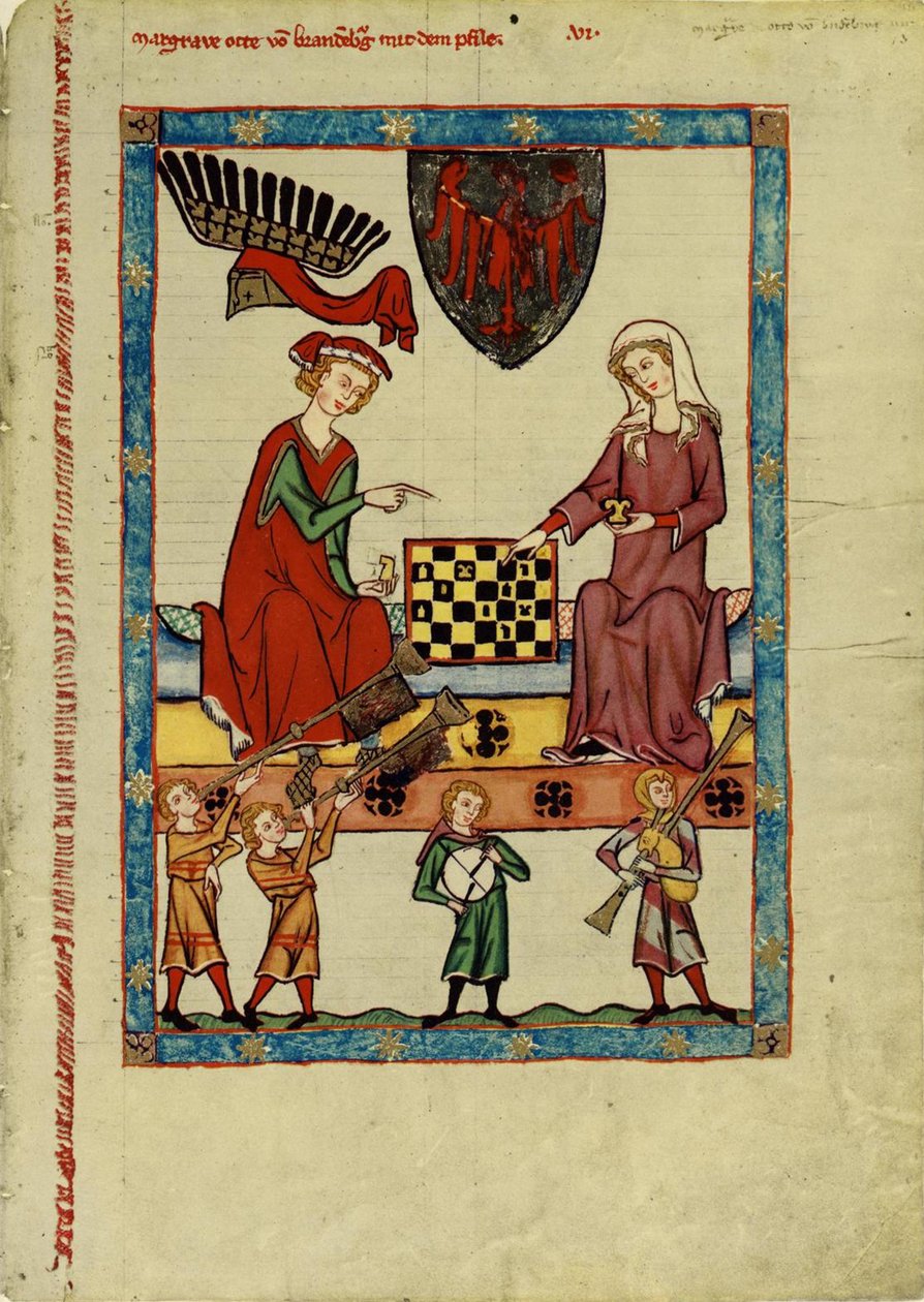 Margrave Otto IV, de Brandemburgo, jogando xadrez do Codex Manesse, entre 1305 e 1340 de Unbekannt